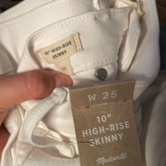 Madewell White 10" High-Rise Jeans Summer Strecth Crop Ankle Denim Pants - Picture 10 of 11